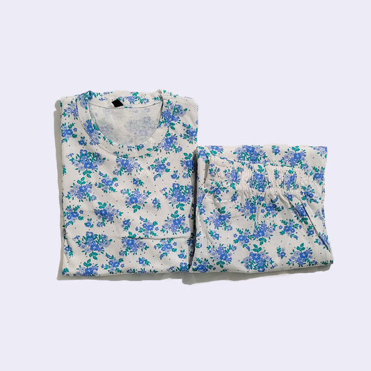 White Blue Floral