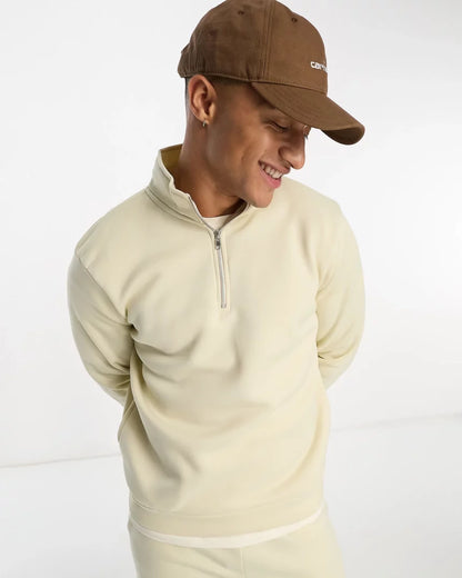 Beige Mock neck Zipper with Trouser