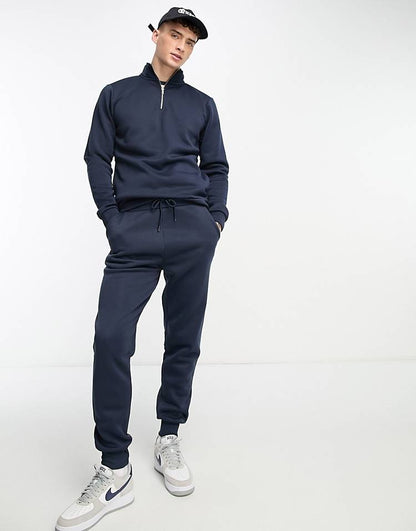 Blue Mock neck Zipper with Trouser